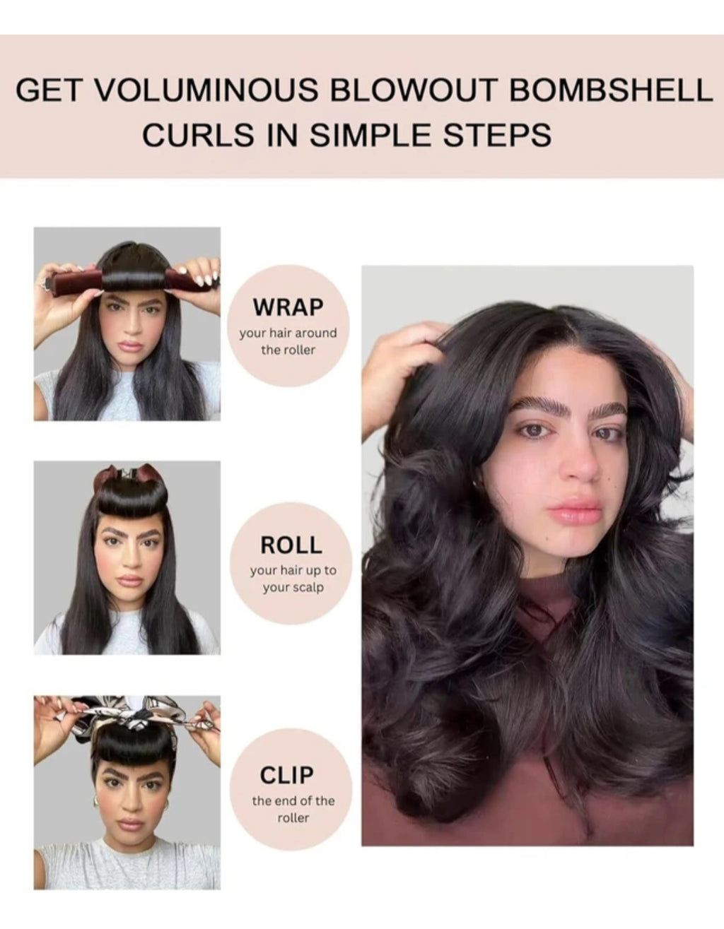 Heatless Curling Hair 3PCS Heatless Curling Rods Overnight Blowout Heatless Curls Hair Curlers to Sleep in for Women (Coffe) (Khaki)