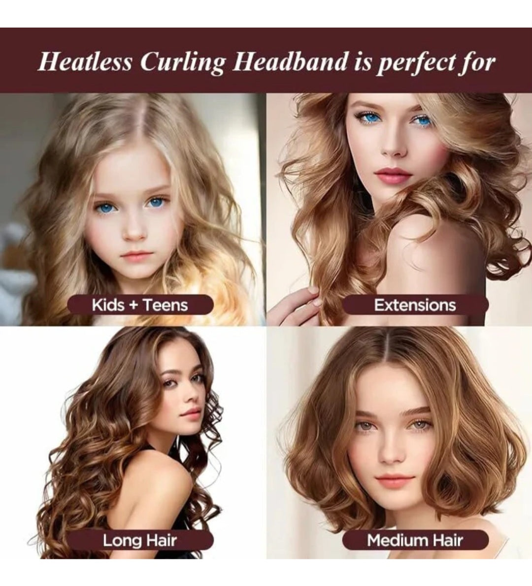 Heatless Curling Hair 3PCS Heatless Curling Rods Overnight Blowout Heatless Curls Hair Curlers to Sleep in for Women (Coffe) (Khaki)