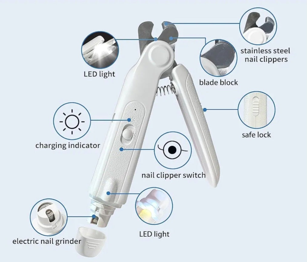 PANDAAR Dog Nail Clippers & Dog Nail Grinder 2 in 1Rechargeable Cat Nail Clippers with LED LightProfessional Dog Nail Trimmers for SmallMediumLarge DogsLow Noise Electric Dog Nail Grinder